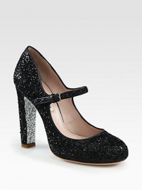 Dressed-up version of the timeless Mary Jane pump in sparkling glitter for a look that truly shines. Self-covered heel, 4½ (110mm)Glitter-coated leather upperAdjustable ankle strapLeather liningGlitter-coated leather solePadded insoleMade in Italy Dressed-up version of the timeless Mary Jane pump in sparkling glitter for a look that truly shines. Self-covered heel, 4½ (110mm)Glitter-coated leather upperAdjustable ankle strapLeather liningGlitter-coated leather solePadded insoleMade in Italy