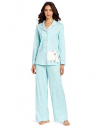 Hue Sleepwear Women's Knit Notched Sheep Set, Blue, Medium Hue Sleepwear Women's Knit Notched Sheep Set, Blue, Medium
