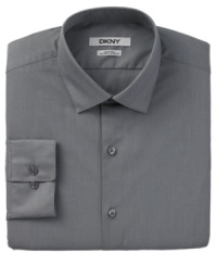 Make any career moves you want. With a slim, comfortable fit, this DKNY shirt will go where you do. Make any career moves you want. With a slim, comfortable fit, this DKNY shirt will go where you do.