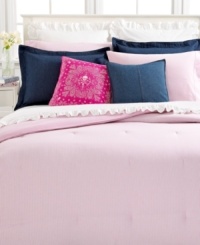 Think pink. This standard sham features classic pinstripes in pink and white to dress your bed in polished, Lauren Ralph Lauren University style. Featuring pure cotton; envelope closure. Think pink. This standard sham features classic pinstripes in pink and white to dress your bed in polished, Lauren Ralph Lauren University style. Featuring pure cotton; envelope closure.