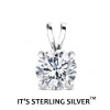 925 Sterling Silver Solitaire 3.00 Carat Cubic Zirconia Pendant. (Basket Setting) 3.00 carat Round Top Quality Cubic Zirconia