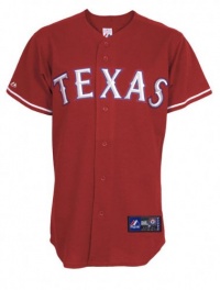 MLB Texas Rangers Scarlet Alternate Short Sleeve 6 Button Synthetic Replica Baseball Jersey Spring 2012 Men's MLB Texas Rangers Scarlet Alternate Short Sleeve 6 Button Synthetic Replica Baseball Jersey Spring 2012 Men's