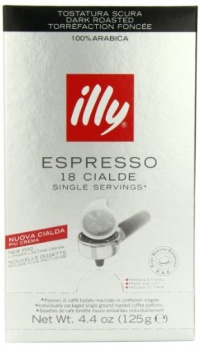 illy Caffe Scura Coffee, Espresso,  (Dark Roast, Black Band), 18-Count E.S.E. Pods (Pack of 2)