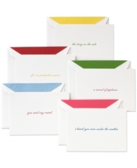 Always know the right thing to say with kate spade by Crane greeting cards. Colorful sentiments for every occasion coordinate with envelope liners, contrasting crisp white paper in stationary sets that'll render recipients speechless. Always know the right thing to say with kate spade by Crane greeting cards. Colorful sentiments for every occasion coordinate with envelope liners, contrasting crisp white paper in stationary sets that'll render recipients speechless.