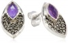 Judith Jack Purple Moon Sterling Silver, Marcasite, Purple Turquoise Stud Earrings
