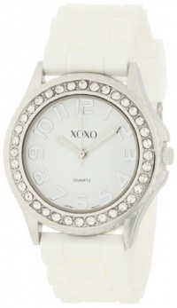 XOXO Women's XO3272 White Dial Crystal Bezel Boyfriend Silicone Rubber Strap Watch XOXO Women's XO3272 White Dial Crystal Bezel Boyfriend Silicone Rubber Strap Watch