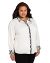 Calvin Klein Women's Plus-Size Blouse With Combo Placket