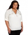 Calvin Klein Women's Plus-Size Top With Leopard Piping