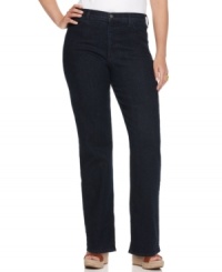 Get a long and lean look in Not Your Daughter's Jeans' straight leg plus size jeans, featuring a shaping panel for a flattering fit. Get a long and lean look in Not Your Daughter's Jeans' straight leg plus size jeans, featuring a shaping panel for a flattering fit.