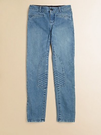 The knee-patched jodhpur is updated in stretch denim for a modern look with trouser styling.Front button closureWaistband with belt loopsZip flyFront welt pocketsSingle back welt pocketButton-tab hemCottonMachine washImported The knee-patched jodhpur is updated in stretch denim for a modern look with trouser styling.Front button closureWaistband with belt loopsZip flyFront welt pocketsSingle back welt pocketButton-tab hemCottonMachine washImported