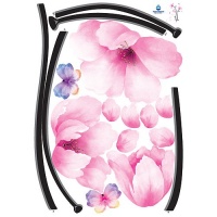 Easy Instant Home Decor Wall Sticker Decal - Romantic Pink Flowers Easy Instant Home Decor Wall Sticker Decal - Romantic Pink Flowers
