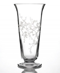 Utterly romantic, the Trousseau trumpet vase from Martha Stewart Collection features a feminine tulip shape and etched florals in clear glass. A beautiful gift for a beautiful couple. Utterly romantic, the Trousseau trumpet vase from Martha Stewart Collection features a feminine tulip shape and etched florals in clear glass. A beautiful gift for a beautiful couple.