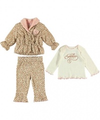 GUESS Kids Girls Baby Tee Shirt, Puffy Jacket and Pants S, PRINT (3/6M) GUESS Kids Girls Baby Tee Shirt, Puffy Jacket and Pants S, PRINT (3/6M)