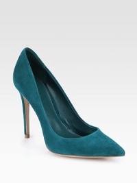 Raise the bar with this elegant suede pump finished with a classic point toe. Self-covered heel, 4¼ (110mm)Suede upperPoint toeLeather lining and solePadded insoleImported Raise the bar with this elegant suede pump finished with a classic point toe. Self-covered heel, 4¼ (110mm)Suede upperPoint toeLeather lining and solePadded insoleImported