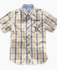 Plaid performance. Prep up his look with this snazzy shirt from Akademiks. Plaid performance. Prep up his look with this snazzy shirt from Akademiks.