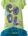 Beautees Girls 2-6x Tunic With Blue Ruffle Chiffon, Key Lime, 5