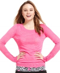 Leopard-print design lends wild style to this super-casual burnout top from Jenni! Leopard-print design lends wild style to this super-casual burnout top from Jenni!