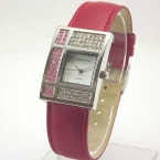 CROTON MANHATTAN Women's Austrian Crystal Embellished Red Strap Watch. Model: CMH5078RD