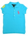 Ralph Lauren Toddler Girls Big Pony Pop Polo, Chroma Blue, 5