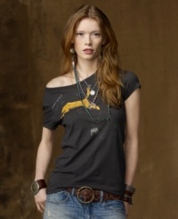 The ferocious beauty of the wilderness is captured on Denim & Supply Ralph Lauren's cotton jersey tee, featuring a stunning cheetah print that brings exotic elements to the city streets. The ferocious beauty of the wilderness is captured on Denim & Supply Ralph Lauren's cotton jersey tee, featuring a stunning cheetah print that brings exotic elements to the city streets.