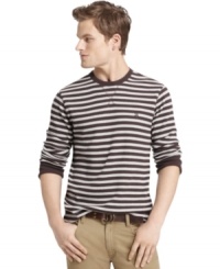 Prepped up in khakis or played down in jeans, this striped shirt from Izod makes you look good anywhere you go. Prepped up in khakis or played down in jeans, this striped shirt from Izod makes you look good anywhere you go.