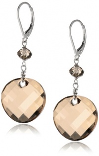 Sterling Silver Swarovski Crystal Elements Crystal Golden Shadow Round Twist and Rondelle Drop Earrings Sterling Silver Swarovski Crystal Elements Crystal Golden Shadow Round Twist and Rondelle Drop Earrings