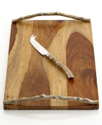 Serve cheese, fruit and charcuterie in natural splendor on the Park Leaves Gold cheese board, featuring a slab of beautiful sheesham wood with brilliant gold-lacquer handles. From Martha Stewart Collection. Serve cheese, fruit and charcuterie in natural splendor on the Park Leaves Gold cheese board, featuring a slab of beautiful sheesham wood with brilliant gold-lacquer handles. From Martha Stewart Collection.