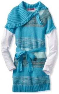 Energie Girls 7-16 Krista Split Neck Sweater, Ocean Blue Combo, Medium Energie Girls 7-16 Krista Split Neck Sweater, Ocean Blue Combo, Medium