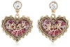 Betsey Johnson Lovely Leopard Pink Heart Drop Earrings