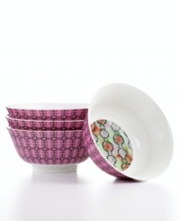 A floral frenzy, the Botanical Trellis Inside-Out bowls couple a romantic trellis pattern with fanciful blooms, all in everyday porcelain. (Clearance) A floral frenzy, the Botanical Trellis Inside-Out bowls couple a romantic trellis pattern with fanciful blooms, all in everyday porcelain. (Clearance)