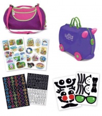 Trunki Iris Travel Suitcase Combo Pack- Trunki, Coordinating Totebag and 3 Bonus Sticker Packs (Purple/Pink) Trunki Iris Travel Suitcase Combo Pack- Trunki, Coordinating Totebag and 3 Bonus Sticker Packs (Purple/Pink)