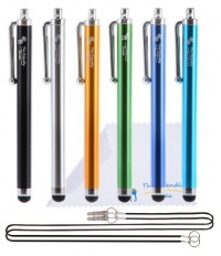 Bundle of 6 Stylus - Black, Gold, Silver, Blue, Sea Blue, Green - Universal Capacitive Touch Screen Pen for Ipad 1 2 3 Ipod Iphone 4 4S 3g 3gs Motorola Xoom Samsung Galaxy Tab 8.9 10.1, Blackberry Playbook HTC Flyer Evo View Tablet - 2*15 Inch Stylus Lany Bundle of 6 Stylus - Black, Gold, Silver, Blue, Sea Blue, Green - Universal Capacitive Touch Screen Pen for Ipad 1 2 3 Ipod Iphone 4 4S 3g 3gs Motorola Xoom Samsung Galaxy Tab 8.9 10.1, Blackberry Playbook HTC Flyer Evo View Tablet - 2*15 Inch Stylus Lany