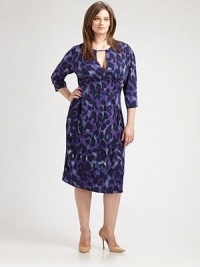 Witness the thrilling result of a wild print combined with a classically flattering silhouette. Alluring keyhole necklineThree-quarter sleevesEmpire waistAllover printAbout 32 from natural waist95% silk/5% elastaneHand washImported Please note: Print placement varies. Witness the thrilling result of a wild print combined with a classically flattering silhouette. Alluring keyhole necklineThree-quarter sleevesEmpire waistAllover printAbout 32 from natural waist95% silk/5% elastaneHand washImported Please note: Print placement varies.