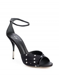 THE LOOKPeep toeAnkle strap with buckle closurePleated fabric detailMetal-tipped heelTHE FITHeel 4 (100mm)THE MATERIALPatent leather & fabric upperMetal heelLeather lining and soleORIGINMade in Italy THE LOOKPeep toeAnkle strap with buckle closurePleated fabric detailMetal-tipped heelTHE FITHeel 4 (100mm)THE MATERIALPatent leather & fabric upperMetal heelLeather lining and soleORIGINMade in Italy