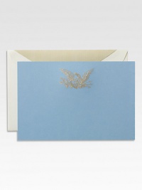 Distinctive hand-engraved set of 10 flat cards, each a symbol of courage and strength with signature bald eagle, from Crane's design library, perched on top.Set of 10 cards and envelopesApprox. 4¼ X 6 Made in USA Distinctive hand-engraved set of 10 flat cards, each a symbol of courage and strength with signature bald eagle, from Crane's design library, perched on top.Set of 10 cards and envelopesApprox. 4¼ X 6 Made in USA