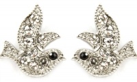 Small Adorable Sparkling Clear Crystal Dove Bird 1/2 Stud Earrings Silver with Rhodium Plating Small Adorable Sparkling Clear Crystal Dove Bird 1/2 Stud Earrings Silver with Rhodium Plating