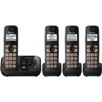 Panasonic KX-TG4734B DECT 6.0 Cordless Phone with Answering System, Black, 4 Handsets Panasonic KX-TG4734B DECT 6.0 Cordless Phone with Answering System, Black, 4 Handsets
