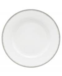 Fresh and cool in crisp white, the Silver Leaf salad plate delivers modern style and iconic craftsmanship. Delicate feathered platinum applied using Wedgwood's signature technique shimmers with whimsy on sleek bone china. Fresh and cool in crisp white, the Silver Leaf salad plate delivers modern style and iconic craftsmanship. Delicate feathered platinum applied using Wedgwood's signature technique shimmers with whimsy on sleek bone china.