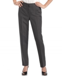 Nine West's cropped trousers make a sophisticated showcase for your favorite flats and pumps. The flat-front silhouette ensures the pants look sleek when paired with jackets, too. Nine West's cropped trousers make a sophisticated showcase for your favorite flats and pumps. The flat-front silhouette ensures the pants look sleek when paired with jackets, too.