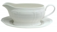 Mikasa Antique White Gravy Boat and Stand Mikasa Antique White Gravy Boat and Stand