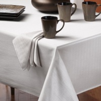 Benson Mills Romance Herringbone Fabric Tablecloth, White, 60-Inch-by-104-Inch Benson Mills Romance Herringbone Fabric Tablecloth, White, 60-Inch-by-104-Inch