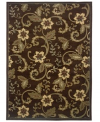 An organic swirl of florals are captured in deep, natural tones -- woodland browns and mossy greens -- on this dramatic area rug from Sphinx. Made from polypropylene for superb, stain-resistant durability, it's the ideal design for high-traffic areas. An organic swirl of florals are captured in deep, natural tones -- woodland browns and mossy greens -- on this dramatic area rug from Sphinx. Made from polypropylene for superb, stain-resistant durability, it's the ideal design for high-traffic areas.