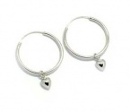 CleverEve Designer Series .925 Sterling Silver Earrings w/ Heart Charms