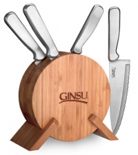 Ginsu Kotta Series Japanese 420J2 Stainless Steel 5-Piece Knife Prep Set with Round Bamboo Storage Block 4886 Ginsu Kotta Series Japanese 420J2 Stainless Steel 5-Piece Knife Prep Set with Round Bamboo Storage Block 4886