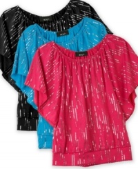 Shiny stripes. She can dress up her look with this sequin top from BCX to show off her fun style. (Clearance) Shiny stripes. She can dress up her look with this sequin top from BCX to show off her fun style. (Clearance)
