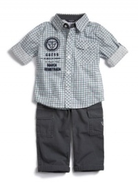 GUESS Kids Boys Long-Sleeve Shirt & Cargo Pants Set, CHECK (12M) GUESS Kids Boys Long-Sleeve Shirt & Cargo Pants Set, CHECK (12M)