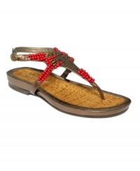 Rule your empire in the cutest flat sandals possible. These bronze Roman-inspired Caesar thong sandals by Two Lips are accented with enough beading to appease even the pickiest of empresses. Rule your empire in the cutest flat sandals possible. These bronze Roman-inspired Caesar thong sandals by Two Lips are accented with enough beading to appease even the pickiest of empresses.