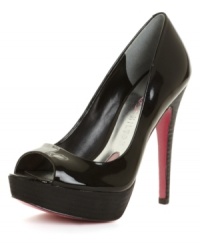 Instant va-va-voom: The Debra peep-toe pumps by Paris Hilton add sass to party dresses with a bombshell heel and flirty platform. Instant va-va-voom: The Debra peep-toe pumps by Paris Hilton add sass to party dresses with a bombshell heel and flirty platform.