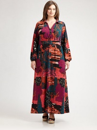 Featuring an irresistibly whimsical print, a belted collar-neck dress designed to define your shape. A hint of stretch ensures a great fit.Collar neckLong sleevesBelt at Empire waistAllover printAbout 52 from shoulder to hem95% rayon/5% elastaneMachine washImported Featuring an irresistibly whimsical print, a belted collar-neck dress designed to define your shape. A hint of stretch ensures a great fit.Collar neckLong sleevesBelt at Empire waistAllover printAbout 52 from shoulder to hem95% rayon/5% elastaneMachine washImported