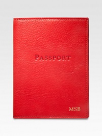 This slim leather jacket features left and right pockets specifically for your passport, customs card, or baggage claim ticket, and fits neatly into your pocket or purse.4 X 5.5CalfskinMade in USAFOR PERSONALIZATIONSelect a color and quantity, then scroll down and click on PERSONALIZE & ADD TO BAG to choose and preview your monogramming options. Please allow 1 week for delivery. This slim leather jacket features left and right pockets specifically for your passport, customs card, or baggage claim ticket, and fits neatly into your pocket or purse.4 X 5.5CalfskinMade in USAFOR PERSONALIZATIONSelect a color and quantity, then scroll down and click on PERSONALIZE & ADD TO BAG to choose and preview your monogramming options. Please allow 1 week for delivery.